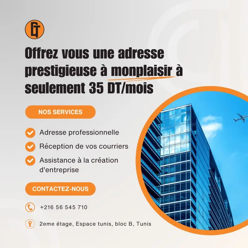 Domiciliation d’entreprise à Montplaisir dès 35 DT/mois